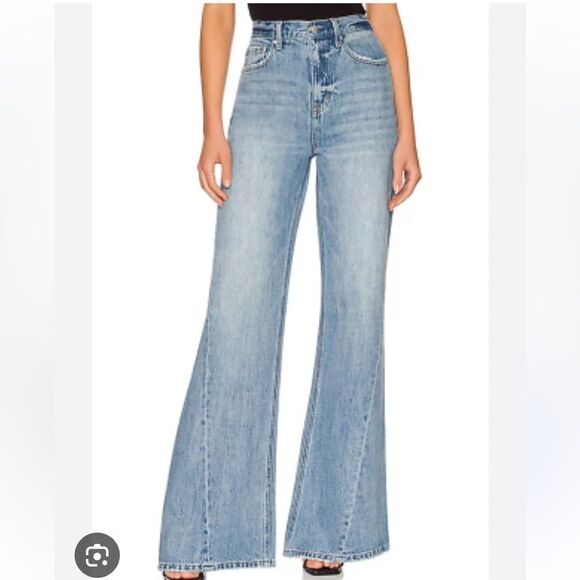 NWT Pistola Ruby High Rise Palazzo Pants jeans Othello blue Revolve 32 - Picture 1 of 11